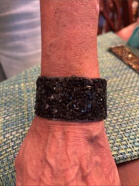 Black Crystal-Embellished Fashion Bracelet